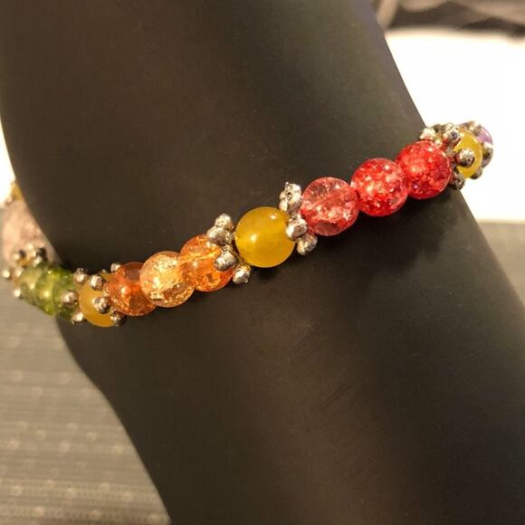 Handmade Jewelry - Multi-colored Handmade Beaded Ankle Bracelet